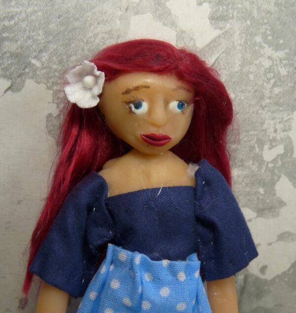 Beatrice - Doll with blue skirt and red hair