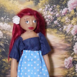 Beatrice - Doll with blue skirt and red hair
