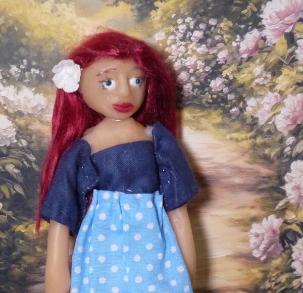 Beatrice - Doll with blue skirt and red hair