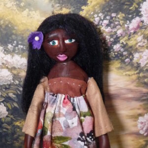 Fanny - Doll with flowery dress and purple rose