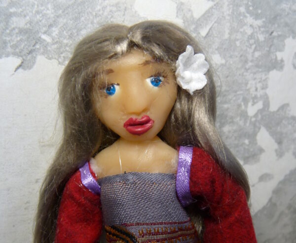 Julia - Doll with smokey blonde hair and reddish dress