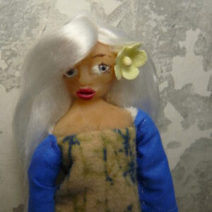 Nora - Doll with white hair and blue-yellow dress