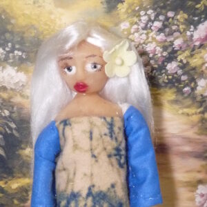 Nora - Doll with white hair and blue-yellow dress