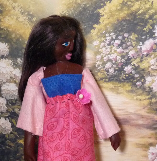 Rihanna - Doll with pink and blue dress