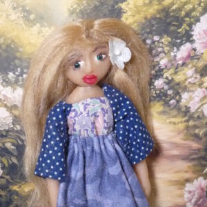 Ronja - Doll with blonde hair and purplish blue dress
