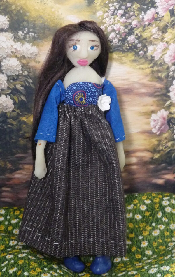 Ada - Doll in blue and grey dress - Image 2