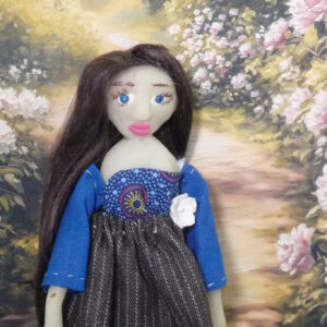 Ada - Doll in blue and grey dress