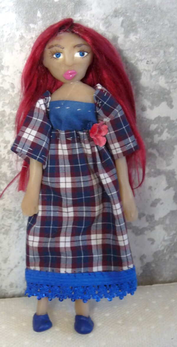 Adella - Doll with red hair and checkered dress - Image 2