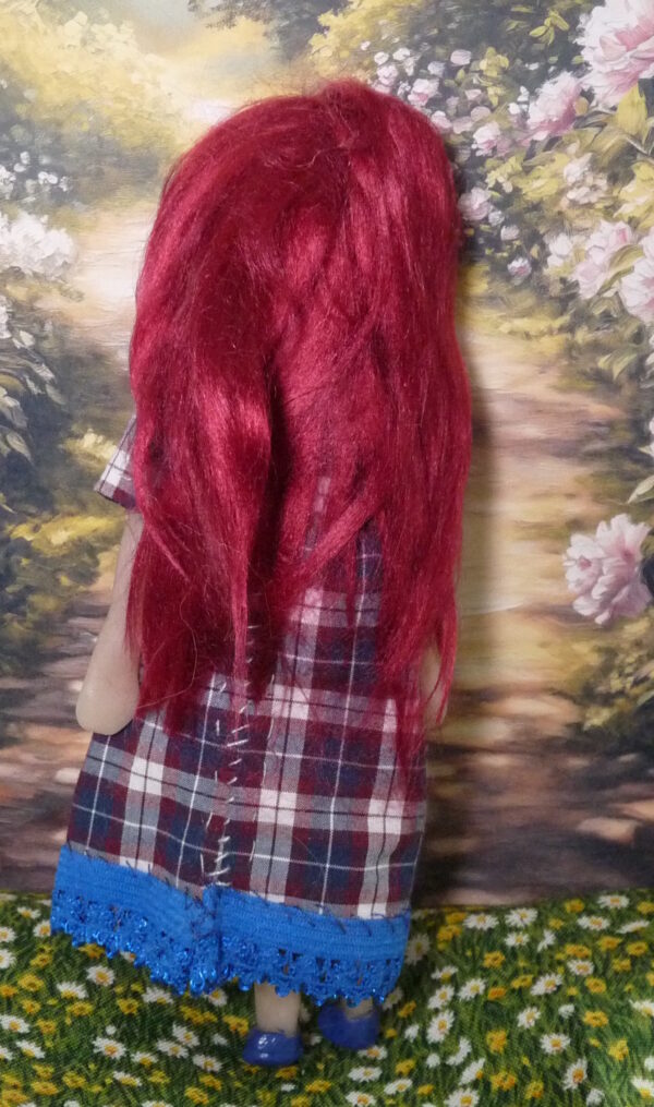 Adella - Doll with red hair and checkered dress - Image 3