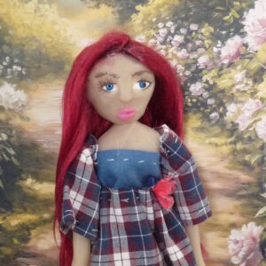Adella - Doll with red hair and checkered dress