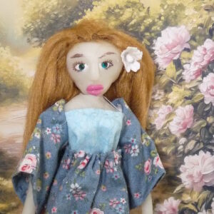 Annie - Doll in blue dress with roses