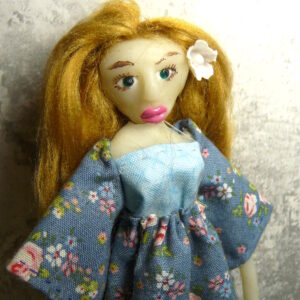Annie - Doll in blue dress with roses