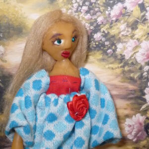 Ava - Doll in blue and red dress