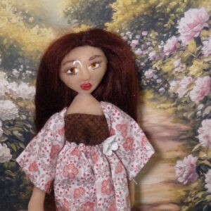 Diana - Doll in apricot and brown dress