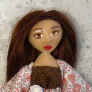 Diana - Doll in apricot and brown dress
