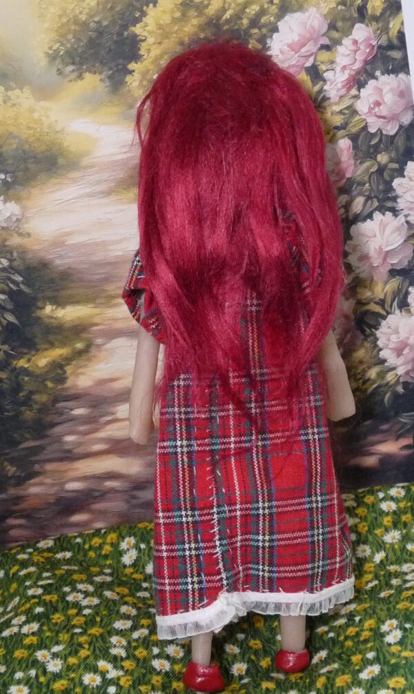 Elena - Doll with red hair and checkered dress - Image 3