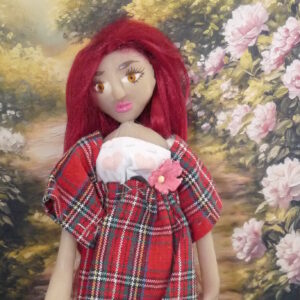 Elena - Doll with red hair and checkered dress