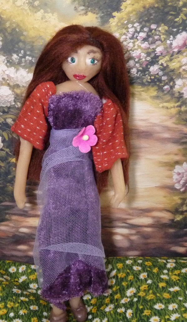 Elodie - Doll in purple and red dress - Image 2