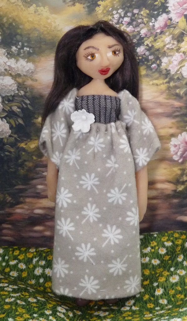 Emilia - Doll in grey and white dress - Image 2