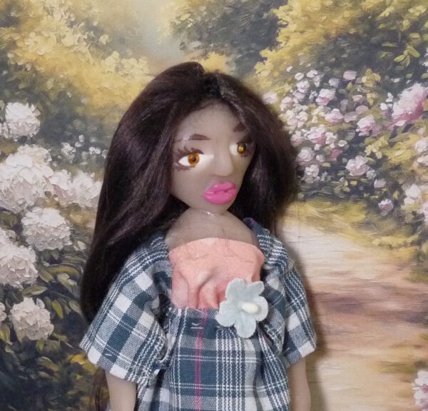 Fernanda - Doll with blue checkered dress