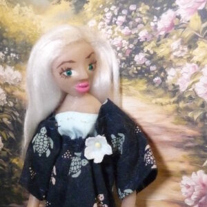 Hanna - Doll in dark blue dress with turtles