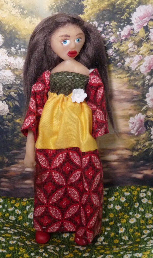Nadia - Doll in red and yellow dress - Image 2