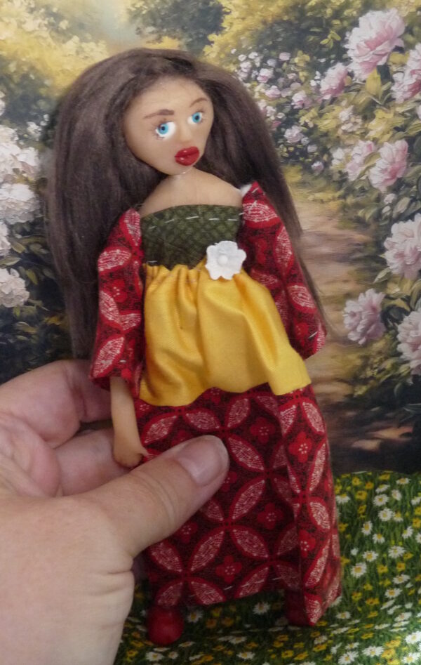 Nadia - Doll in red and yellow dress - Image 4