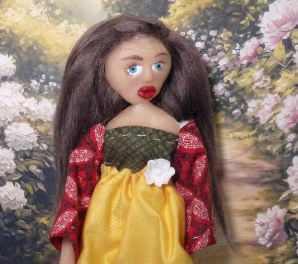 Nadia - Doll in red and yellow dress