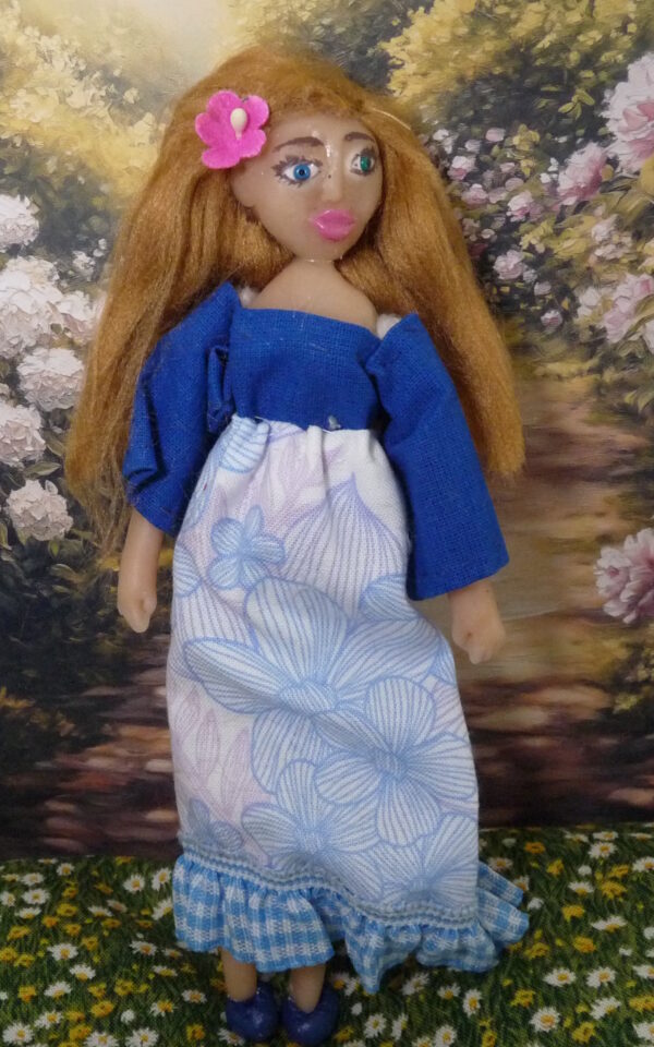 Natalia - Doll with blue and white dress - Image 2