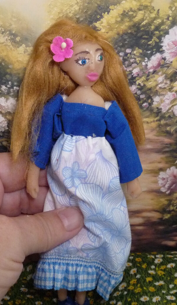 Natalia - Doll with blue and white dress - Image 4