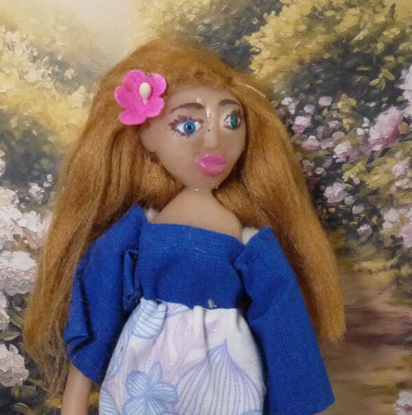 Natalia - Doll with blue and white dress