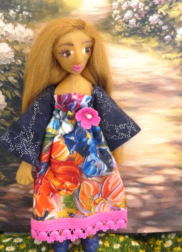 Doris - Doll with colourful dress - Image 2