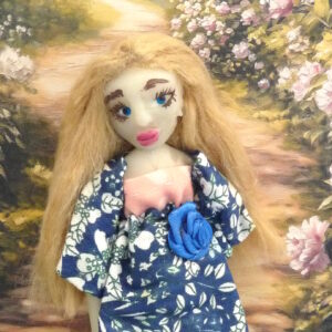 Elvira - Doll with blue and white dress