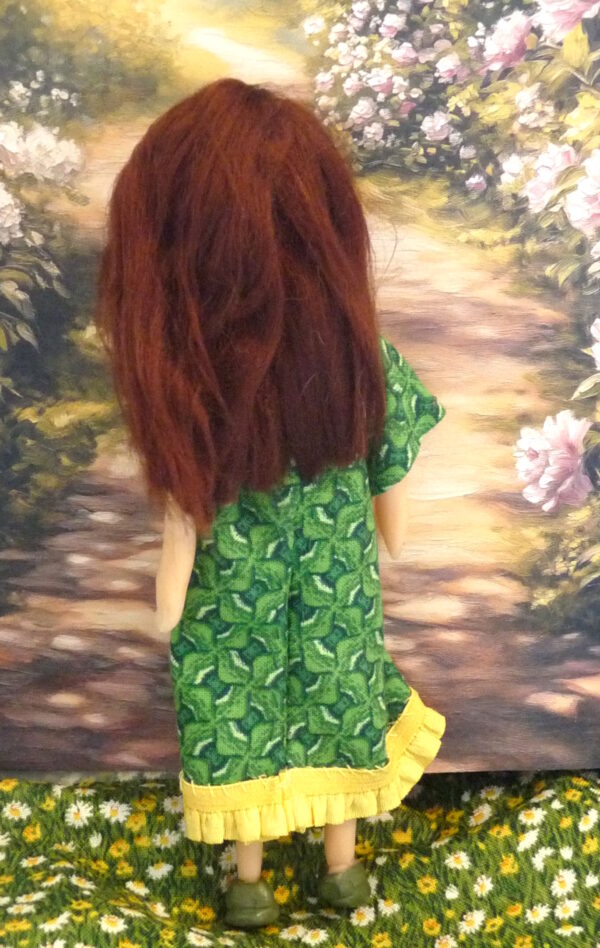 Freja - doll with green and yellow dress - Image 3