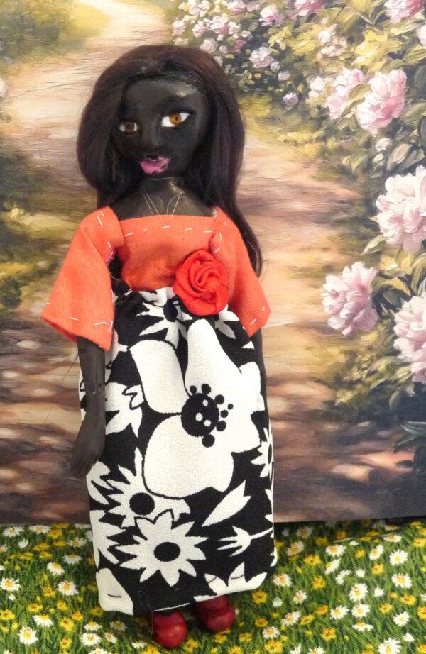 Tanja - Doll with orange and blackandwhite dress - Image 2