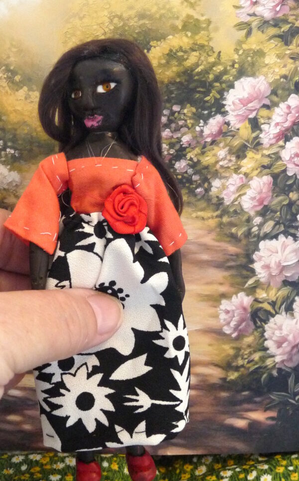 Tanja - Doll with orange and blackandwhite dress - Image 4